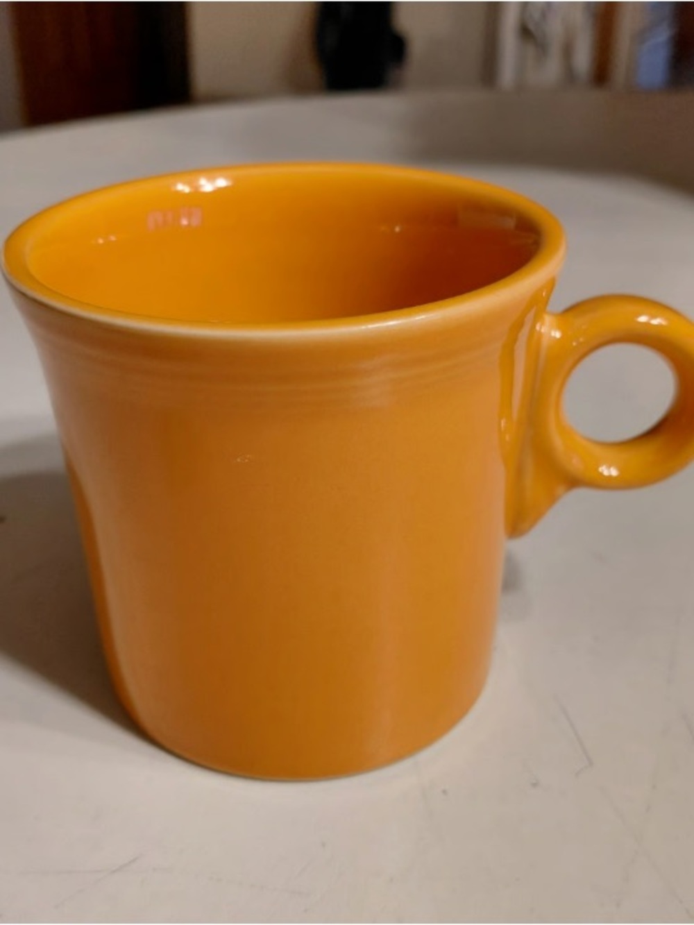 Bright Orange Ceramic Mug with Circular Handle - Home Art Glass Art